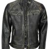Shop Men Black Vintage Distressed Jacket