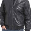 Shop Men’s Black Real Leather Bomber Jacket