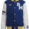 Shop Unisex Real Madrid CF Blue and White Varsity Jacket