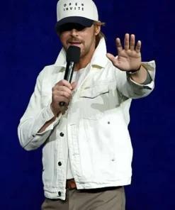 Shop Ryan-Gosling-CinemaCon-White-Trucker-Jacket