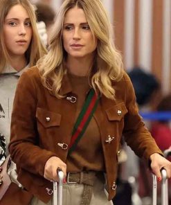 Shop Street Style Michelle Hunziker Brown Jacket