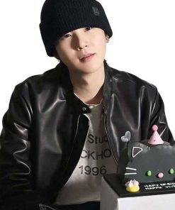 Buy Suga Birthday Black Leather Jacket