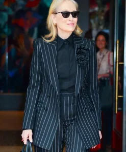 Shop The-Devil-Wears-Prada-2-Meryl-Streep-Black-Pinstrip-Suit