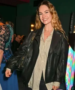 Shop Afterparty-2026-Lily-James-Leather-Jacket