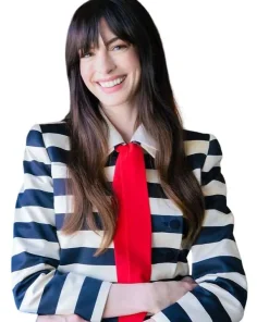 Shop Anne-Hathaway-The-Devil-Wears-Prada-2-Press-Tour-Striped-Jacket