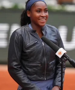 Buy Coco-Gauff-Black-Leather-Jacket