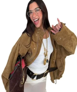 Shop Dinner-Night-2026-LA-Dua-Lipa-Brown-Suede-Jacket