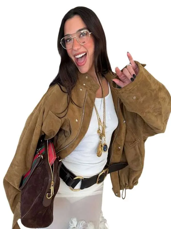 Shop Dinner-Night-2026-LA-Dua-Lipa-Brown-Suede-Jacket
