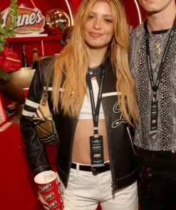 Shop Dixie-D-Amelio-Formula-1-Miami-Grand-Prix-Black-Racer-Leather-Jacket