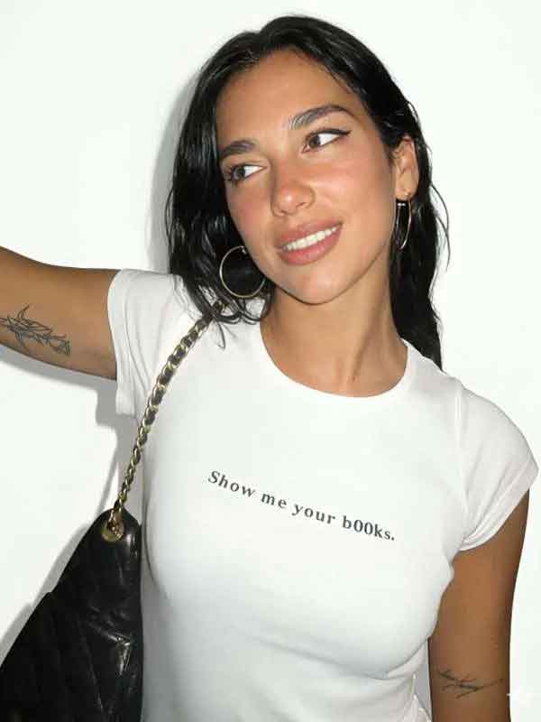 Shop Dua Lipa Show Me Your Books T-Shirt
