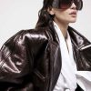 Shop Eiza Gonzalez Brown Distressed Leather Jacket