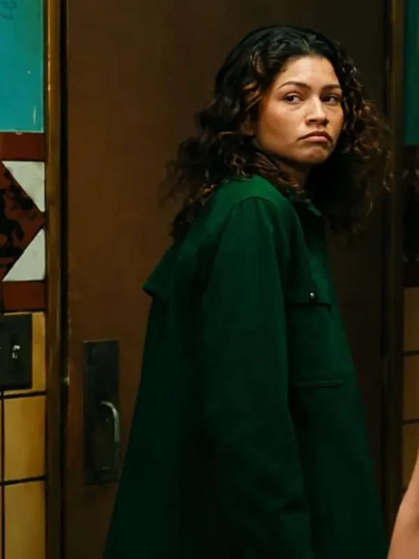 Shop Euphoria-S03-Zendaya-Green-Shirt-Jacket
