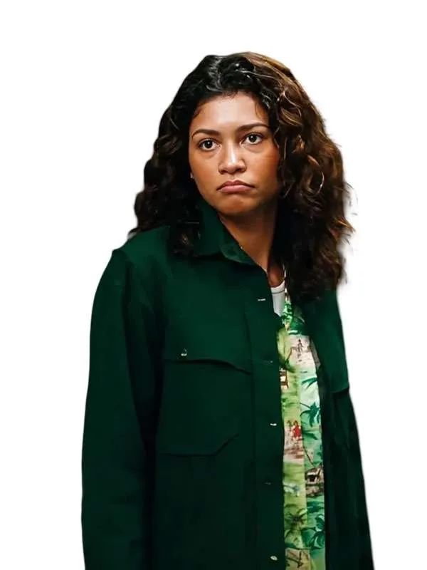 Shop Euphoria-2026-Zendaya-Green-Shirt-Jacket
