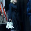 Shop Jessica-Chastain-NYC-Wall-Street-Black-Trench-Coat
