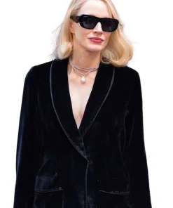 Shop Jessica-Chastain-The-Off-Weeks-Velvet-Blazer
