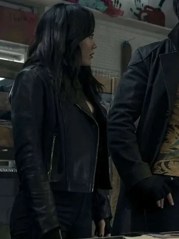 Shop The-Boys-2026-Kimiko-Miyashiro-Black-Biker-Leather-Jacket