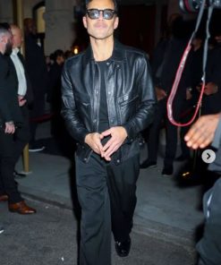 Shop Met-Gala-2026-Rami-Malek-Black-Leather-Jacket