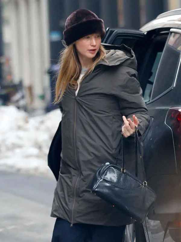 Buy New York City 2026 Jennifer Lawrence Grey Hooded Coat