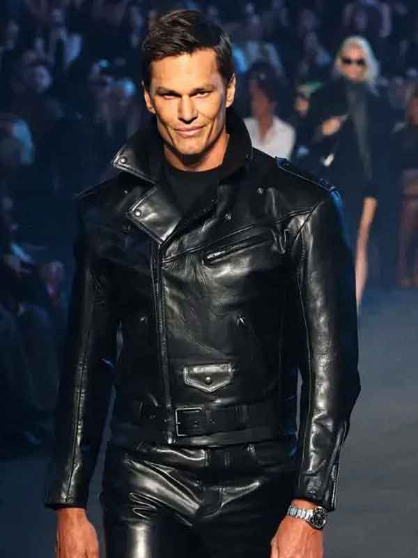 Shop NYFW Tom Brady Black Leather Jacket