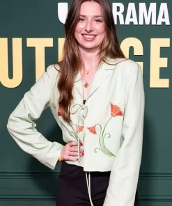 Shop Outrageous-Movie-Premiere-Ellie-Heydon-Green-Floral-Jacket