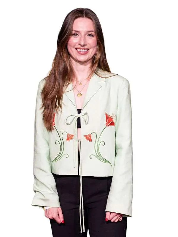Buy Outrageous-Movie-Premiere-2025-Ellie-Heydon-Green-Floral-Jacket