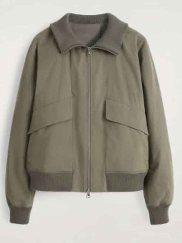 Shop Sean McCall Off Campus 2026 Riley Davis Green Bomber Jacket