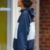 Shop American Singer Zendaya SoHo Street 2026 Blue and White Hooded Jacket