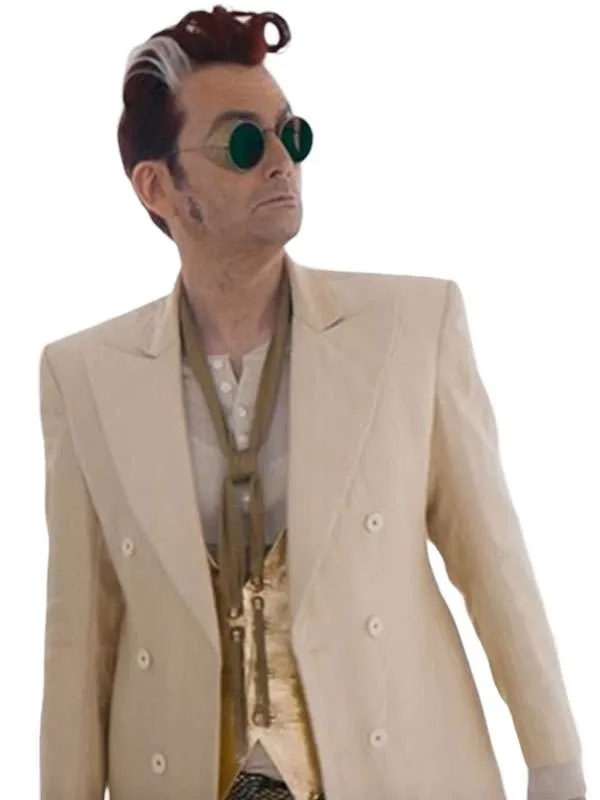 Shop TV-Series-Good-Omens-David-Tennant-Beige-Blazer