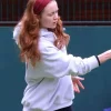 Shop Sadie-Sink-London-2026-Grey-Hoodie