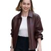 Shop Emilia Clarke The World According to Craft London Brown Jacket