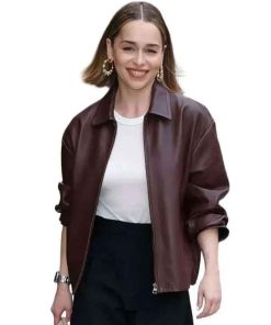 Shop Emilia Clarke The World According to Craft London Brown Jacket