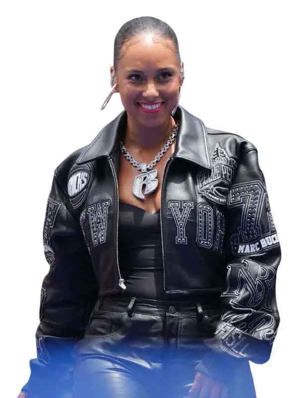 Shop New York Knicks Championship Parade Alicia Keys Pelle Pelle Jacket