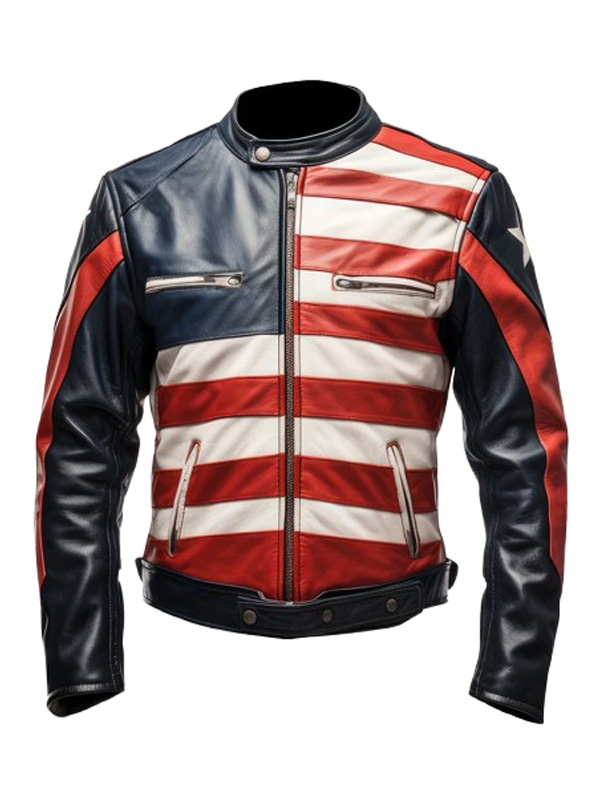 American Flag Leather Motorcycle Jacket