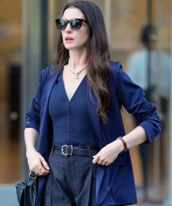 Buy Anne Hathaway The Devil Wears Prada 2 Blue Striped Blazer
