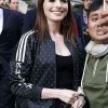 Shop Anne Hathaway Polka Dot Bomber Jacket