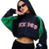 Shop Mexico vs Australia Becky G Cropped Black and Green Mexico Track Jacket