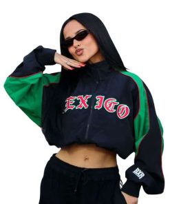 Shop Mexico vs Australia Becky G Cropped Black and Green Mexico Track Jacket
