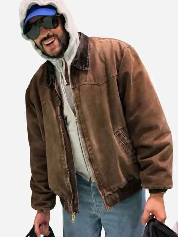 Shop Bad Bunny 2026 Brown Cotton Jacket