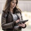 Shop Sofia Pernas Tracker 2024 Billie Matalon Brown Leather Jacket