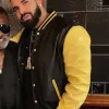 Shop Drake Black and Yellow Leather Jacket