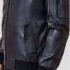 Buy Men Sheepskin Casual Black Bomber Leather Jacket