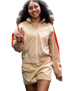Buy Dallas Wings Azzi Fudd Beige Track Bomber Jacket