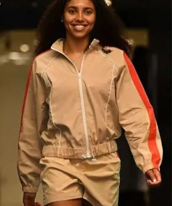 Shop Dallas-Wings 2026 Azzi Fudd Beige Track Bomber Jacket