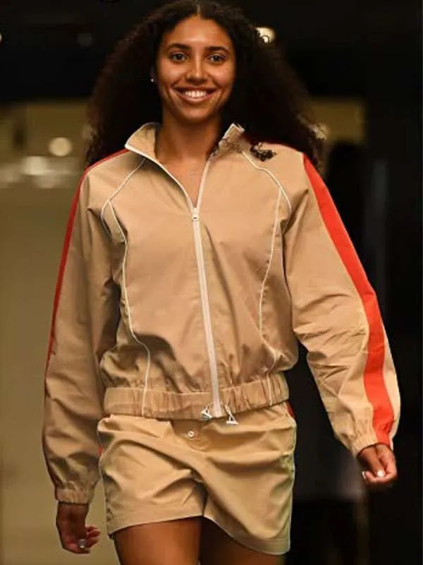 Shop Dallas-Wings 2026 Azzi Fudd Beige Track Bomber Jacket