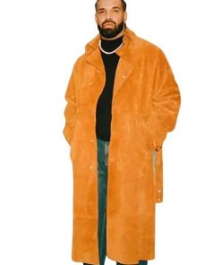 Buy Canadian Rapper Drake Formula 1 2026 Iceman Tan Suede Trench Coat