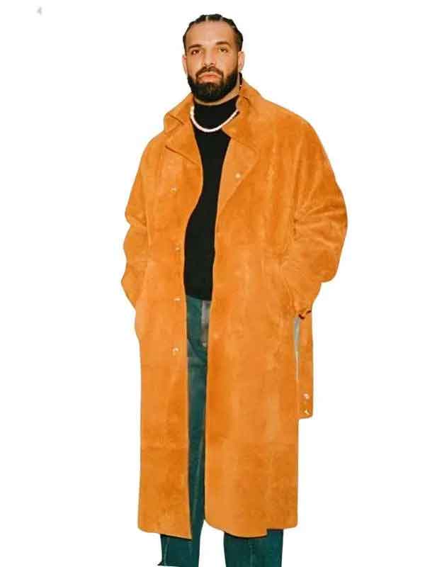 Buy Canadian Rapper Drake Formula 1 2026 Iceman Tan Suede Trench Coat
