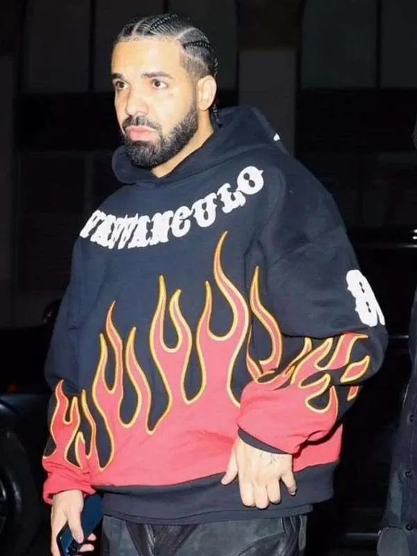 Buy Drake-Vaffanculo-Flame-Black-Printed-Hoodie