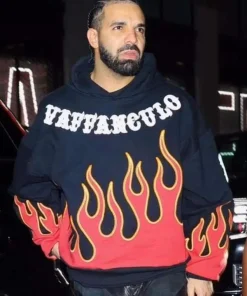 Shop Drake-Vaffanculo-Flame-Black-Hoodie