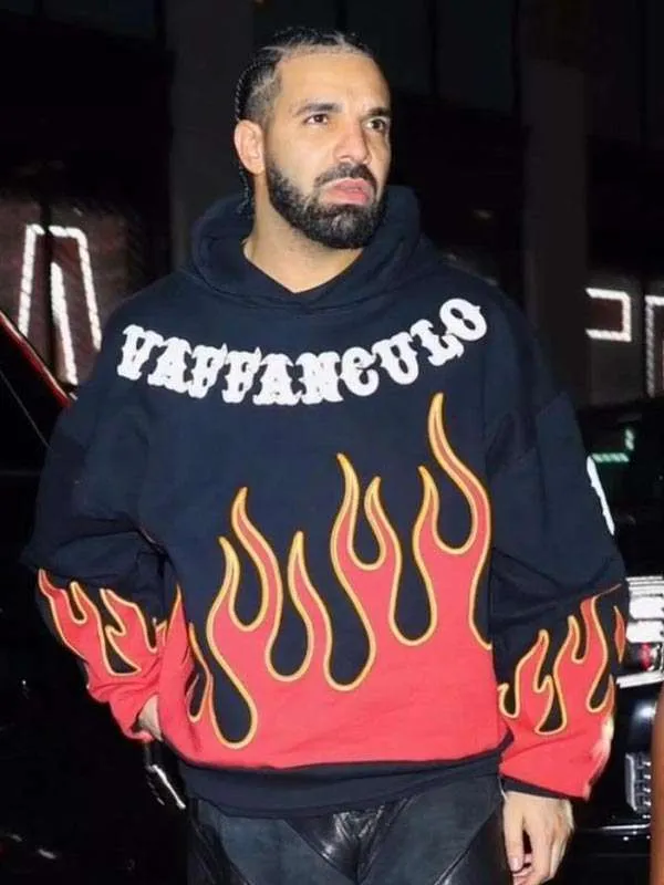 Shop Drake-Vaffanculo-Flame-Black-Hoodie