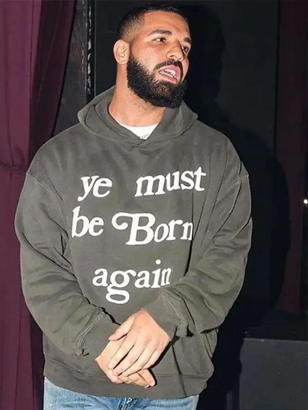 Shop Drake-Ye-Must-Be-Born-Again-Gray-Hoodie